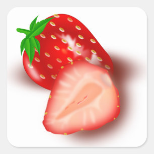 Erdbeeren-Aufkleber Quadratischer Aufkleber