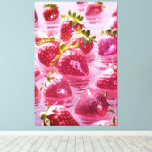 Erdbeeren aus Glitzer Stretched Canvas Print Leinwanddruck (Insitu (Holzboden))