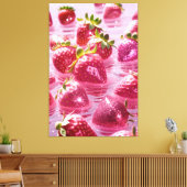 Erdbeeren aus Glitzer Stretched Canvas Print Leinwanddruck (Insitu (Wohnzimmer))