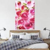 Erdbeeren aus Glitzer Stretched Canvas Print Leinwanddruck (Insitu (Schlafzimmer))