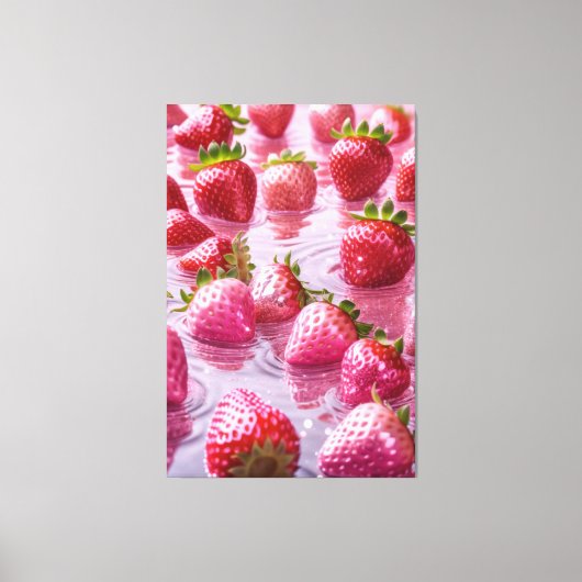 Erdbeeren aus Glitzer Stretched Canvas Print Leinwanddruck (Vorderseite)