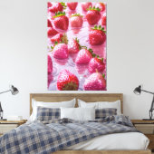 Erdbeeren aus Glitzer Stretched Canvas Print Leinwanddruck (Insitu (Schlafzimmer))