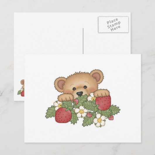 Erdbeeren aus Teddy Bear Postkarte (Vorne/Hinten)