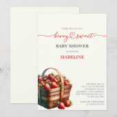 Erdbeeren Babydusche Einladung (Vorne/Hinten)