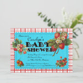 Erdbeeren Babydusche Einladung (Stehend Vorderseite)
