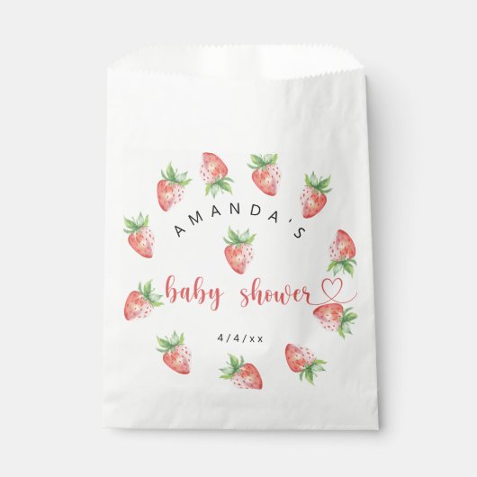 Erdbeeren - Babydusche Geschenktütchen (Vorderseite)
