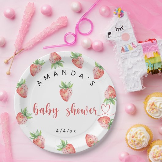Erdbeeren - Babydusche Pappteller (Party)
