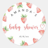 Erdbeeren - Babydusche Runder Aufkleber (Vorderseite)