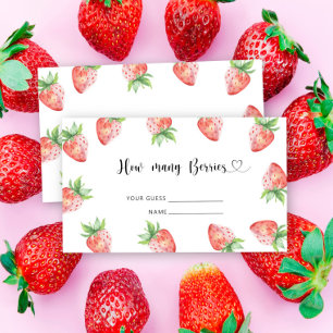 Erdbeeren - Babydusche schätzen wie viele Beeren Begleitkarte