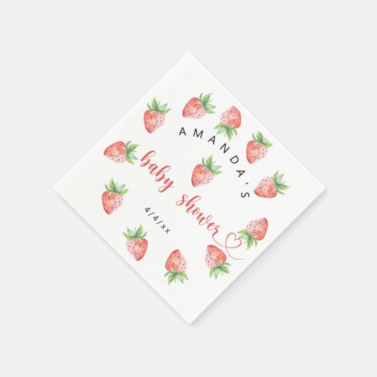 Erdbeeren - Babydusche Serviette (Ecke)