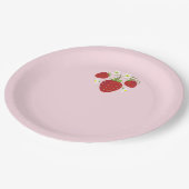 Erdbeeren Babydusche Teller| Rosa Pappteller (Schrägansicht)