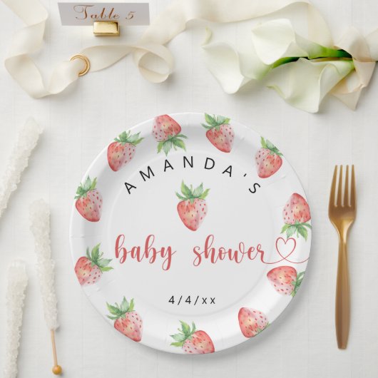 Erdbeeren - Babyparty Pappteller (Hochzeit)