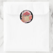 Erdbeeren Basket farbig Runder Aufkleber (Tasche)