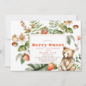 Erdbeeren & Bear Berry Sweet Girl Baby Dusche Einladung (Vorderseite)