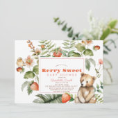 Erdbeeren & Bear Berry Sweet Girl Baby Dusche Einladung (Stehend Vorderseite)