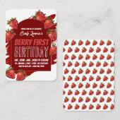 Erdbeeren, Berry First Geburtstag Handout Tickets (Vorne/Hinten)