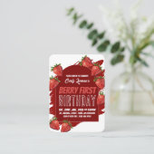 Erdbeeren, Berry First Geburtstag Handout Tickets (Stehend Vorderseite)