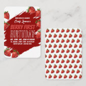 Erdbeeren, Berry First Geburtstag Handout Tickets (Vorne/Hinten)