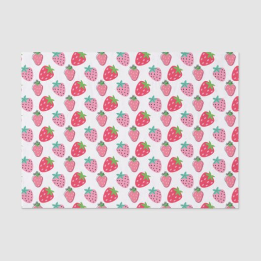 Erdbeeren Berry Pattern - Rosa | Rot Seidenpapier (Vorderseite)