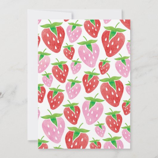 Erdbeeren BERRY SWEED Babydusche Wasserfarbe Einladung (Rückseite)
