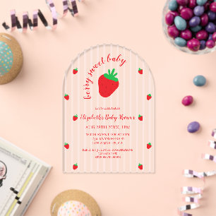 Erdbeeren Berry Sweet Baby Shower Acryleinladungen