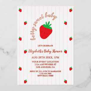 Erdbeeren Berry Sweet Baby Shower Folieneinladung