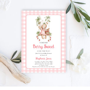 Erdbeeren Berry Sweet Bear Baby Shower Girl Einladung