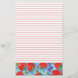 Erdbeeren Blaubeeren Bees Red Lined Briefpapier