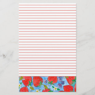 Erdbeeren Blaubeeren Bees Red Lined Briefpapier
