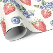 Erdbeeren Blaubeeren Obst Geschenkpapier (Rolleneckpunkt)