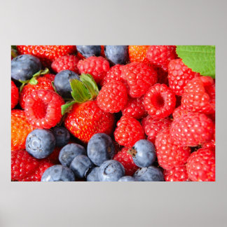 Erdbeeren Blaubeeren und Himbeeren Poster
