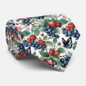 Erdbeeren Blaubeeren und Schmetterlinge Krawatte (Gerollt)