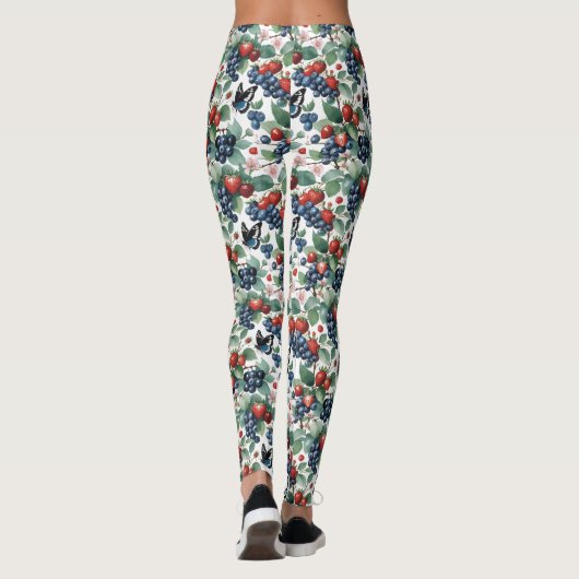 Erdbeeren Blaubeeren und Schmetterlinge Leggings (Rückseite)