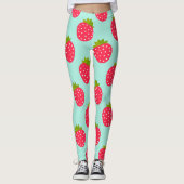 Erdbeeren-blaue Muster Leggings (Vorderseite)