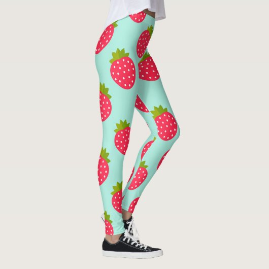 Erdbeeren-blaue Muster Leggings (Rechts)