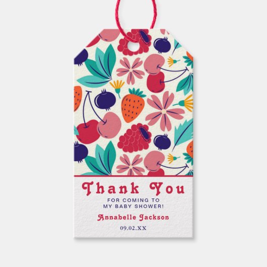 Erdbeeren Blueberries Baby Dusche Tropical Geschenkanhänger (Vorderseite)