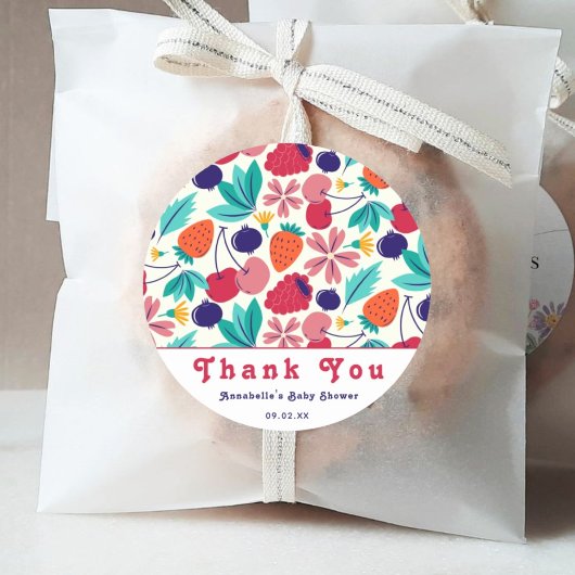 Erdbeeren Blueberries Baby Dusche Tropical Runder Aufkleber