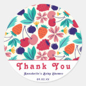 Erdbeeren Blueberries Baby Dusche Tropical Runder Aufkleber (Vorderseite)