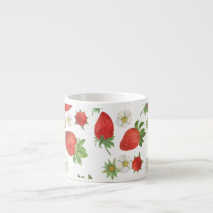 Erdbeeren Blume: Aquarellfarben - Nahtlose Kunst Espressotasse