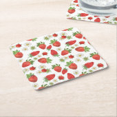 Erdbeeren Blume: Aquarellfarben - Nahtlose Kunst Rechteckiger Pappuntersetzer (angewinkelt)