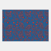 Erdbeeren-Blume auf blau Geschenkpapier Set (Vorderseite 3)