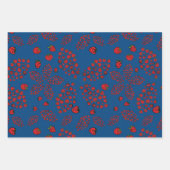 Erdbeeren-Blume auf blau Geschenkpapier Set (Vorderseite 2)