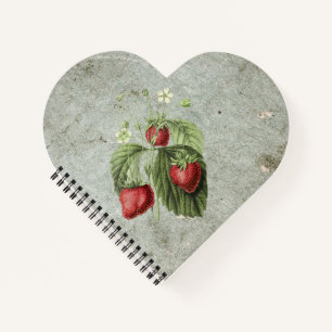 Erdbeeren, Blume und Früchte Notizblock