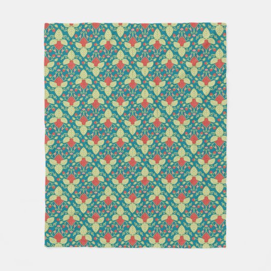 Erdbeeren, Blüten und Fruchtläufer Fleecedecke (Vorderseite)