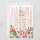 Erdbeeren-Brautparty frisch vom Markt Einladung (Vorderseite)