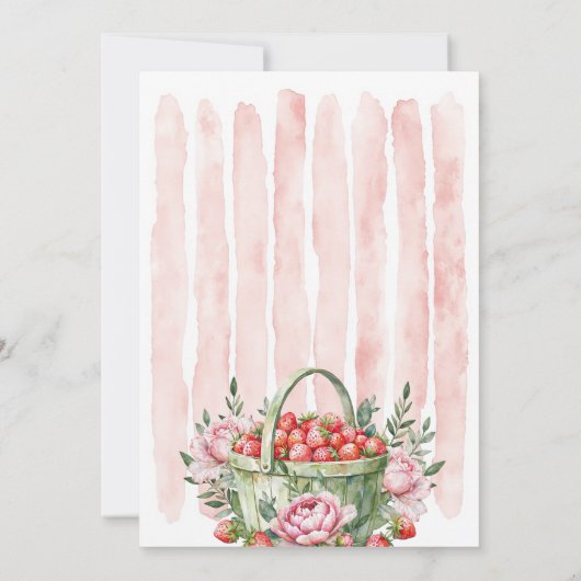 Erdbeeren-Brautparty frisch vom Markt Einladung (Rückseite)