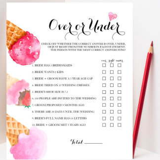 Erdbeeren-Brautparty über oder unter Spiel