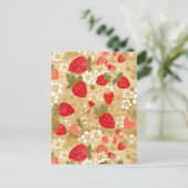 Erdbeeren Chiyogami Postkarte (Stehend Vorderseite)