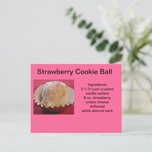 Erdbeeren-Cookie-Balls Postkarte (Stehend Vorderseite)