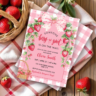 Erdbeeren Coquette Berry Sweet Baby Shower-Einladu Einladung